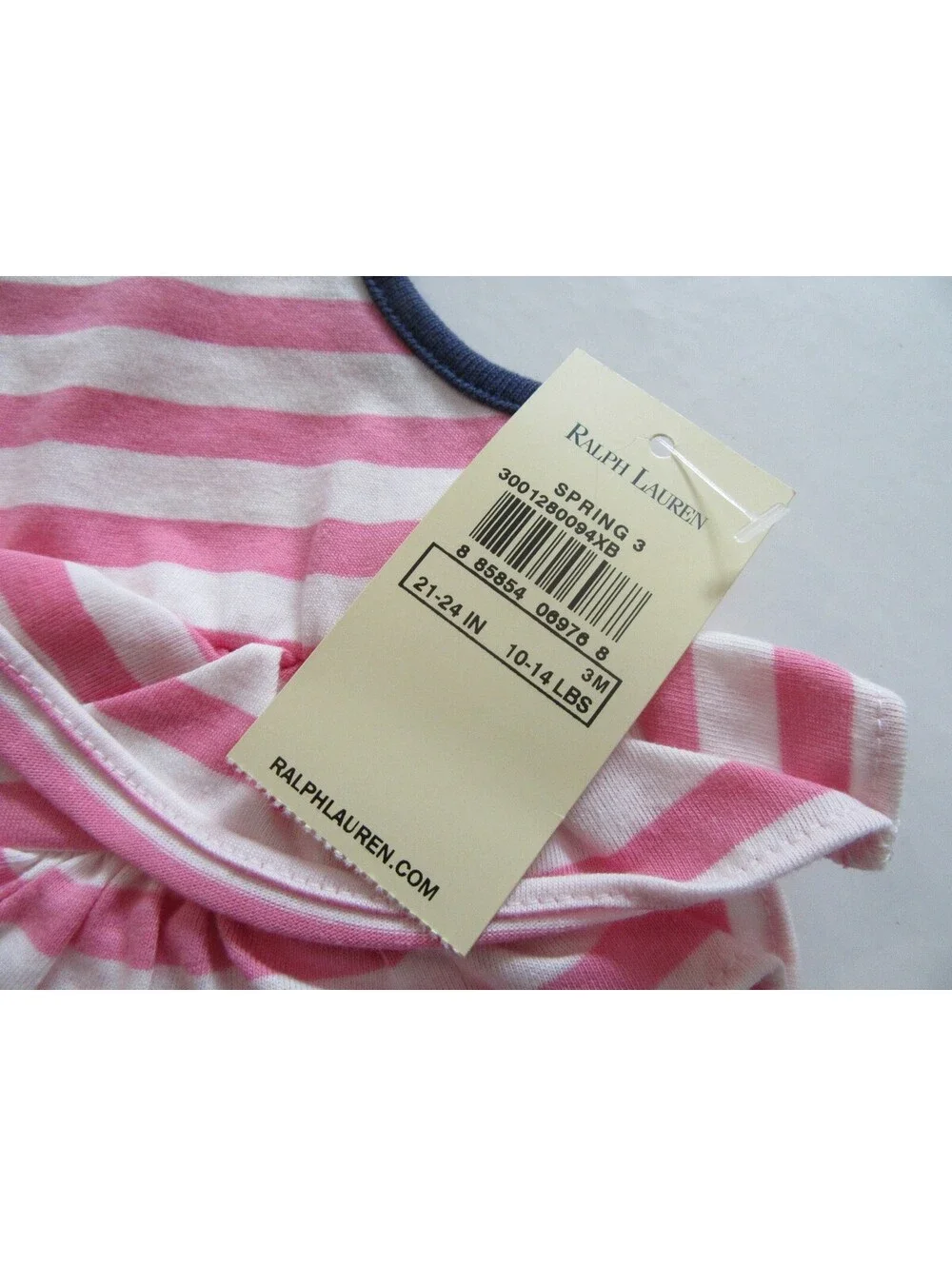 Ralph Lauren Baby Girls Shortall One Piece Seahorse Romper Pink Striped 3 Months